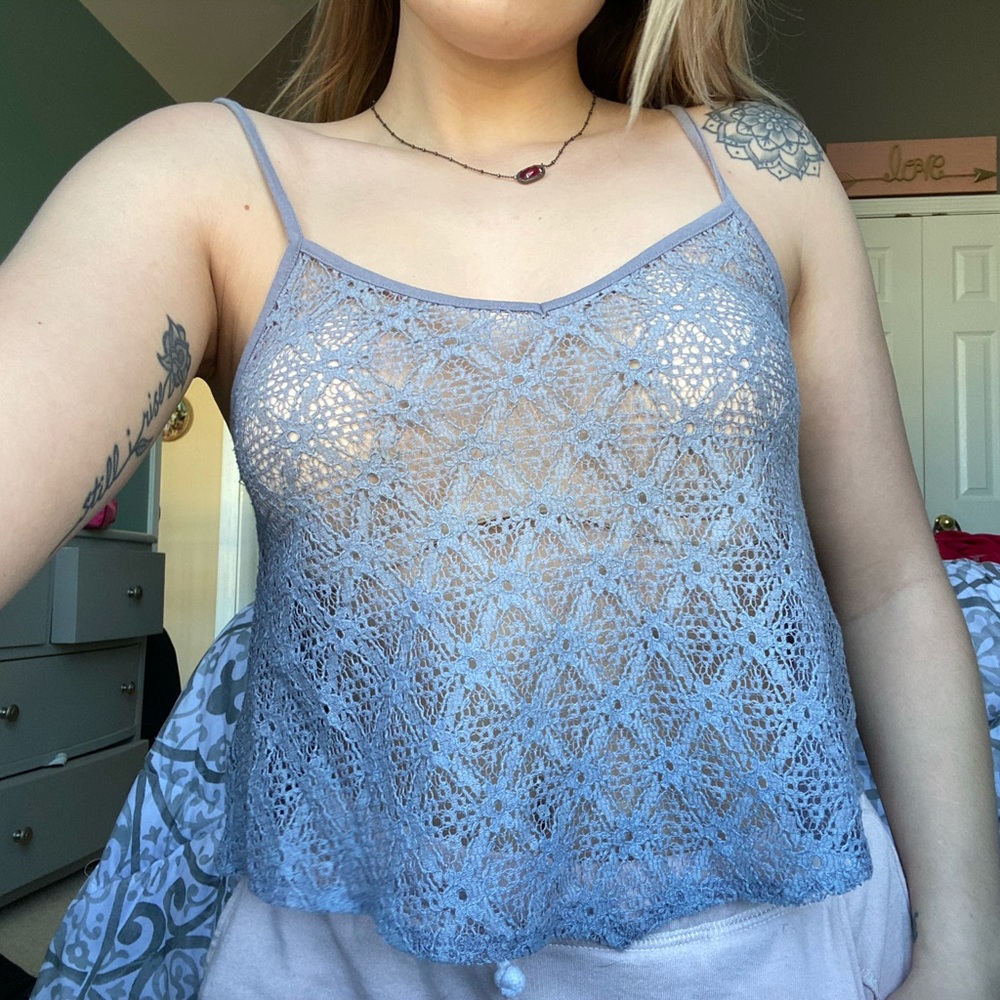 Grey Lace Top